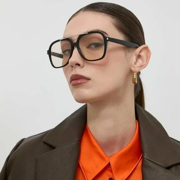 NEW Saint Laurent SL545 001 Black Light Yellow Pilot Unisex Sunglasses - Picture 5 of 15